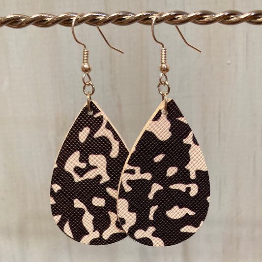 Black and White Abstract Faux Leather Earrings    Earrings Daydreamer Creations- Tilden Co.