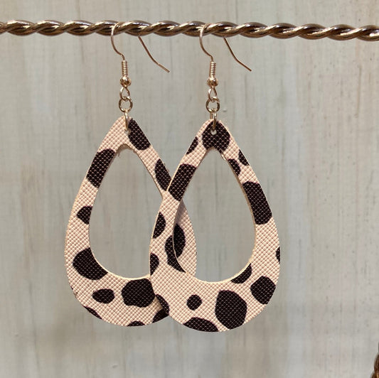 Cow Print Loops Faux Leather Earrings    Earrings Daydreamer Creations- Tilden Co.